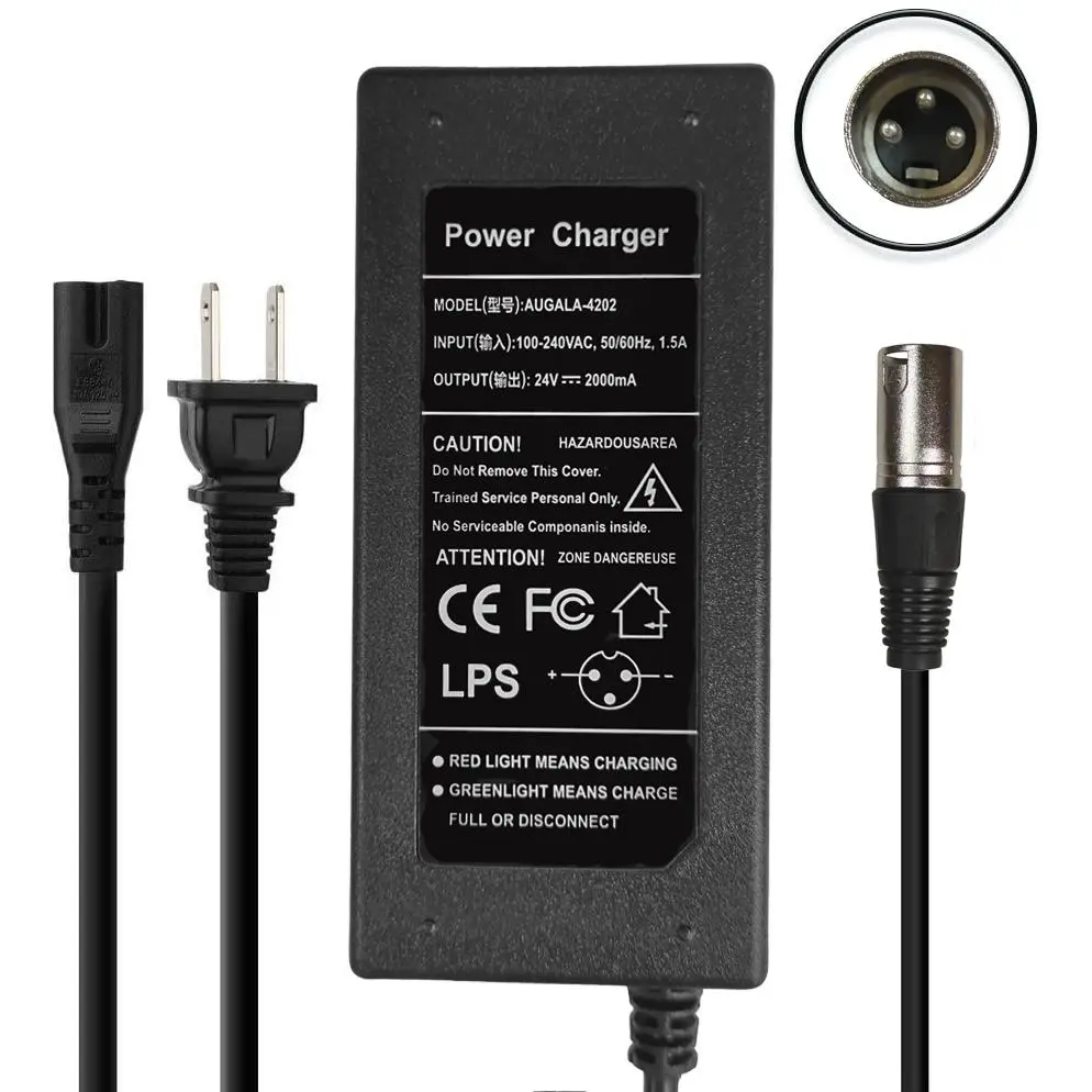 24V Output Battery Charger for Jazzy Power Chairs, Pride Hoveround Mobility Devices, Schwinn S300-S650, Ezip 400-900 Mountain Trailz, Shoprider & Golden Buzzaround Lite