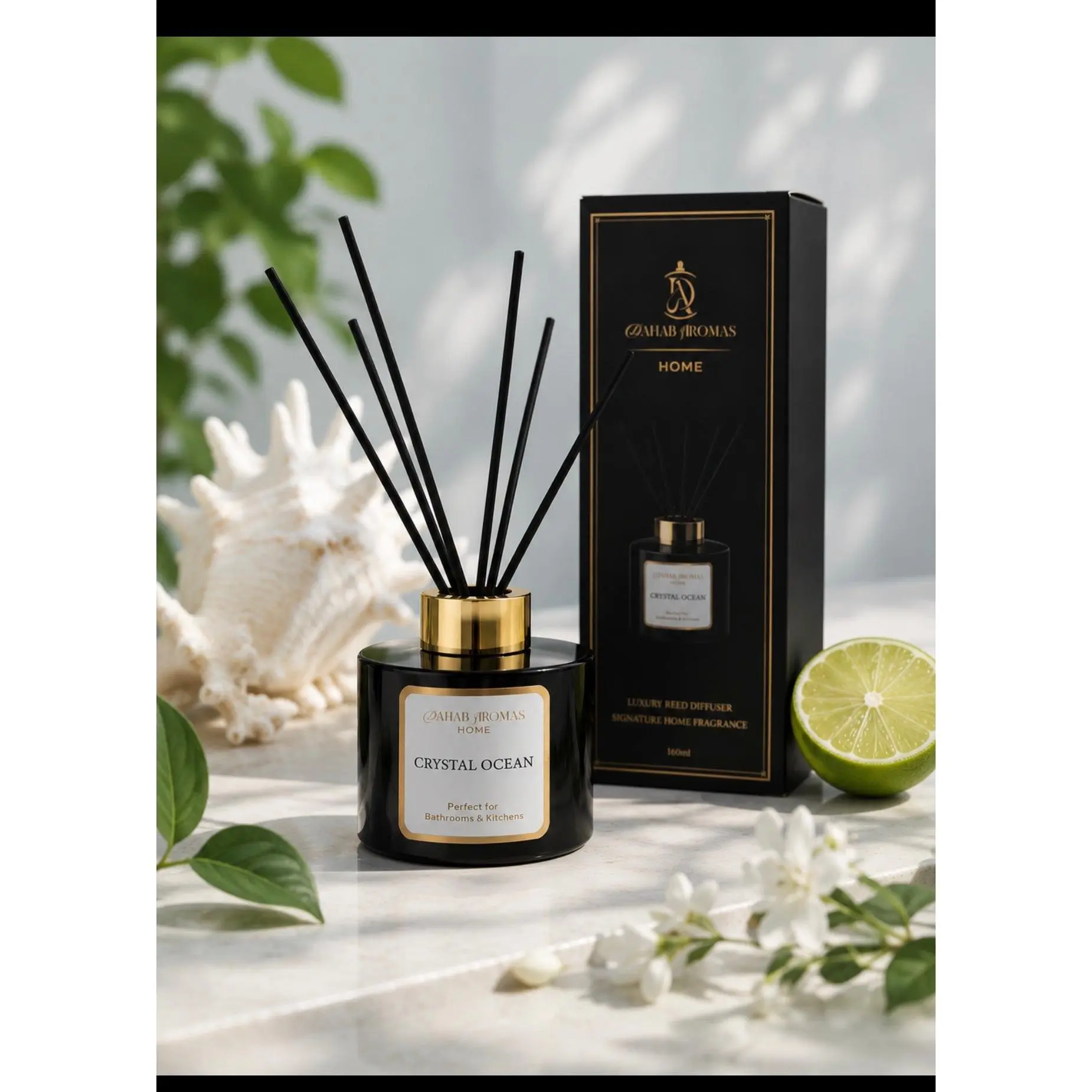 Crystal Ocean Reed Fragrance Diffuser, Home Supplies Reeds Aroma Freshener for Kitchen-Bath, Long-Lasting Scent for Clean and Luxurious Atmosphere Home Care Item