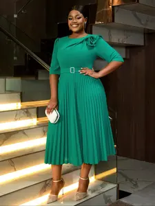 Plus Size High Waist Party Dress for Women, Stylish Slimming Pleated Design, Elegant Prom Dresses for Special Occasions