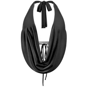 Black Halter Cowl Neck Top