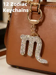 12 Zodiac Keychains, Fashionable Bag Accessories, Fashionable Accessory, Unique Design for Daily Use, Perfect Gift for Women and Girls, Universal Sparkly Bag Charm, Perfect Gift Choice