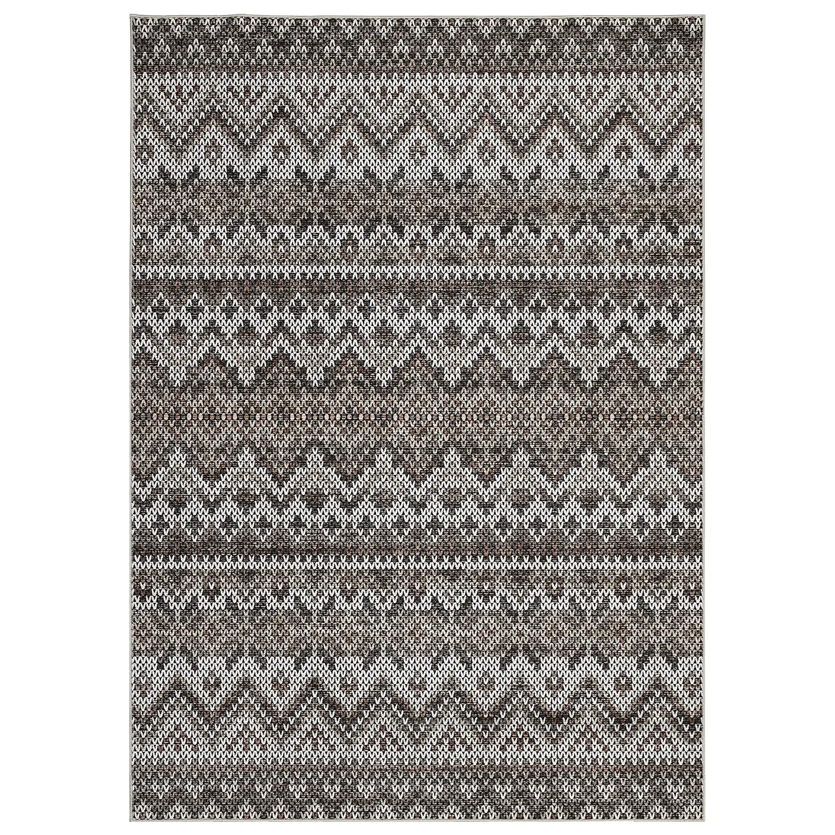 9 x 12 ft Rectangular Polyester Cashmere Brown Geometric Modern Bohemian Style Boho Area Rug, Foldable, Washable, Ideal for Hallway, Bathroom Entryway, Bohemian Style Rugs, Geometric Pattern Rug