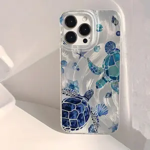 Summer cool turtle pattern, chiffon texture phone case, compatible with iPhone 17/16/15/14/13/12/11/X/XS/XS Max, suitable as a holiday gift for friends, family, or yourself.