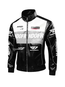 Men's Spring & Fall Motorcycle Jacket, Biker Jackets, Sporty Long Sleeve Loose Fit, All over Print, Stand Collar, Thin Layered Design