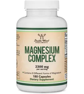 Magnesium Complex Supplement 180 Capsules (426mg Elemental Magnesium Provided by 2,300mg of Eight Different Forms of Magnesium) MAG-8 Provides 100% Daily Recommended Value of Magnesium by Double Wood