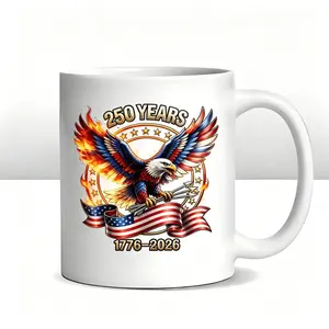 Celebrate Freedom American Flag Heart Ceramic Mug Patriotic Fourth Of July Independence Day Gift Mug