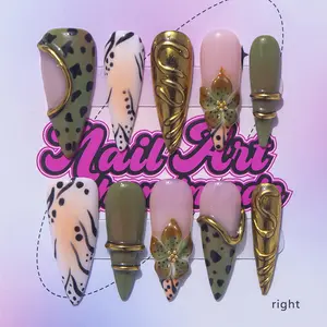 Delicatething Acrylic Nails Set, Acrylic Nail Extensions, Y2K Style Long Sharp Tips, Handmade French Design, Includes Jelly Glue, Crystal Stick, File, Nail Art Design, Nail Art Supplies