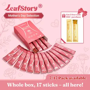 Leafstory Collagen Reset Jelly (7 Sticks/17 Sticks): Cranberry Flavor, Collagen, Support Digestion & Gut Health, Skin Elasticity, Hair & Nails, Dietary Fiber, Chia Seeds, Sugar-Free, Gluten-Free, Non-GMO, Gelatin-Free, Natural Ingredients-X