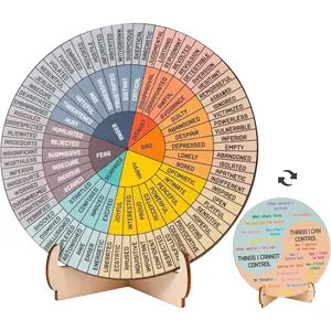 Feelings Wheel  Office Desk Decor - Double Sided Mental  Emotions Chart with Stand,  Gifts for Home Office Women Man