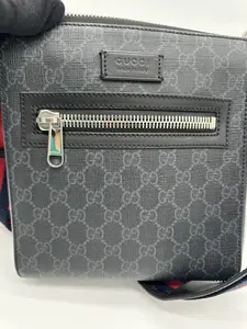 Pre-owned GUCCI Supreme Canvas and Leather Crossbody Bags Unisex Crossbody Bag with Adjustble Strap