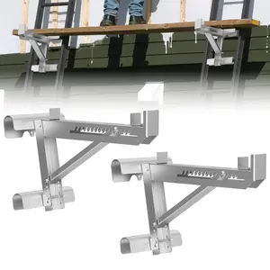 1 Pair Ladder Jacks for Scaffolding Platform, Heavy-Duty Steel Extension Scaffold Bracket, 264lbs Capacity, Two-Rung Short Body Ladder Jack for Work Platforms, Masonry, Painting, Roofing