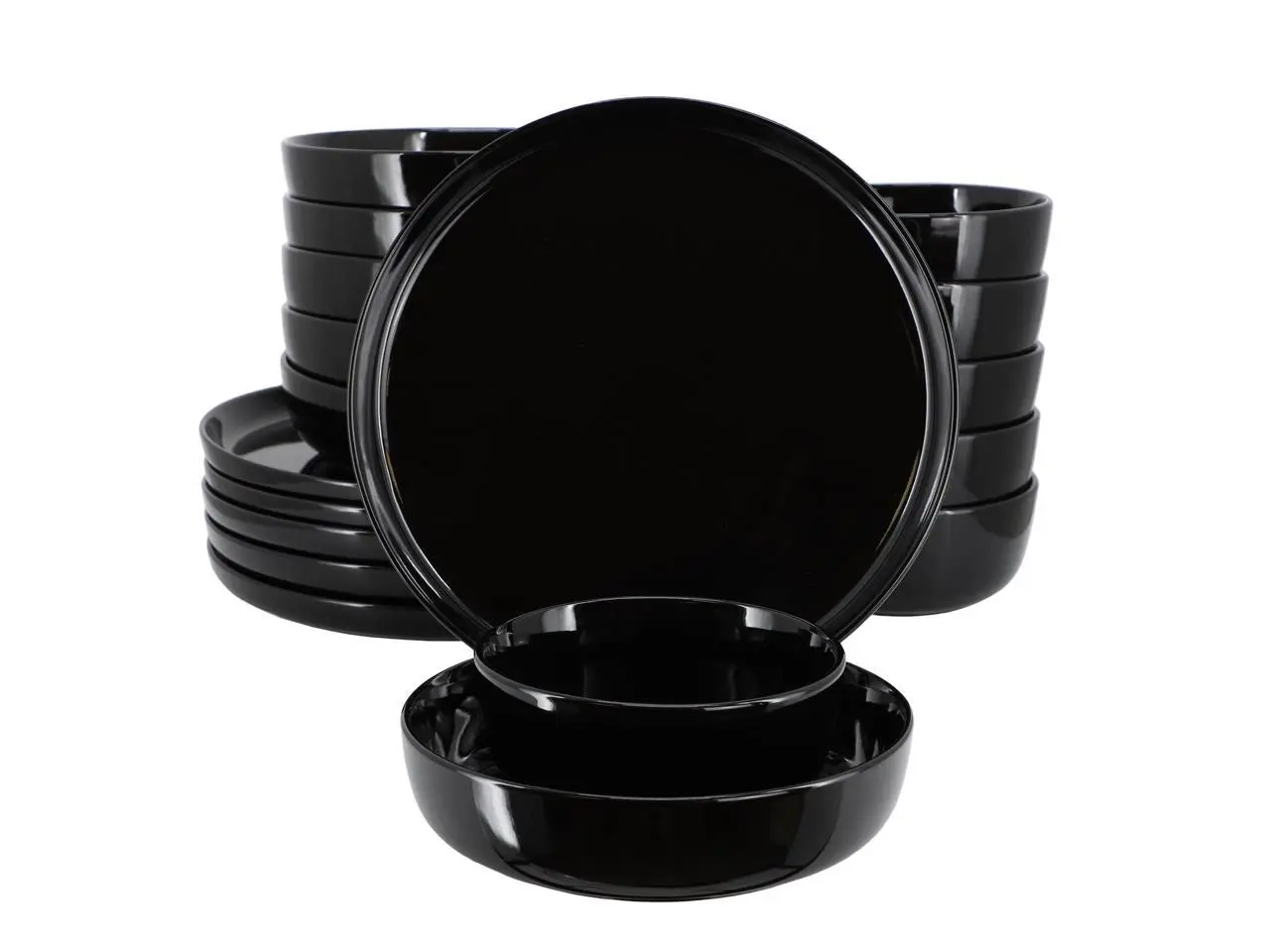 Elama Duncan 18 Piece Porcelain Dinnerware Set in Black