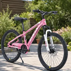 ARCH ZUKKA 24 Inch Mountain Bike for Boys Girls Ages 9-12, Steel Frame MTB with Dual Disc Brakes, Suspension Fork, Multiple Color Options, Kids Bike for City Road Muddy Snow Gravel Riding, Blackish Green/Cyan/Pink/White Color Options