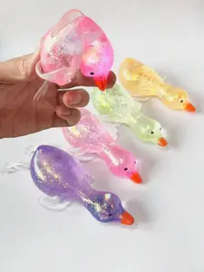 1pc Glitter Crystal Duck Soft Slow Rebound Sticky Stress Relief Toy, Cute and Suitable for All Ages, Ideal for Holiday, Birthday, Easter, Halloween, Christmas Gifts