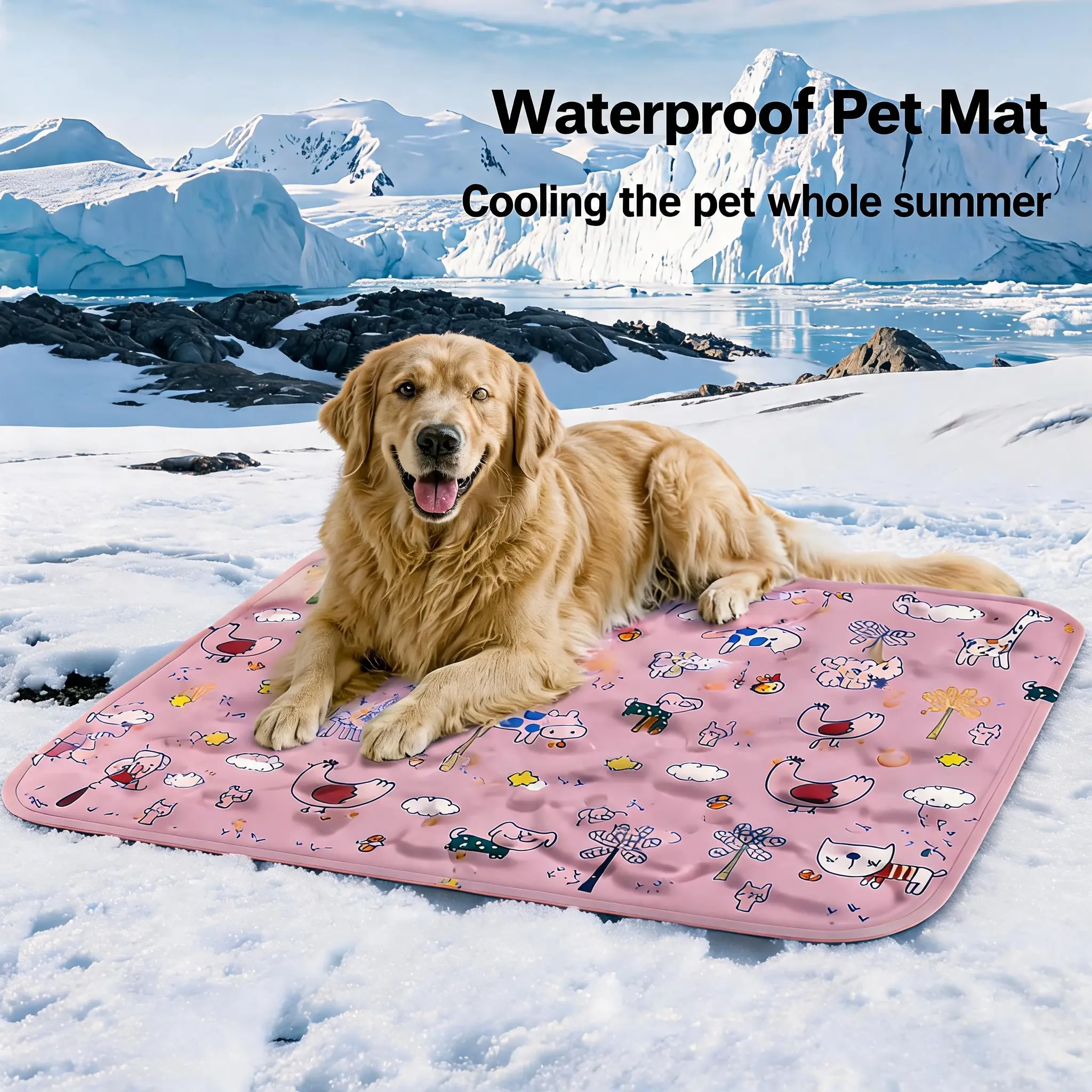 Cooling Dog Mat, Washable Non-Slip Pet Cooling Pad for Crate, Bed, Floor and Car, Small to Large Dogs and Cats
