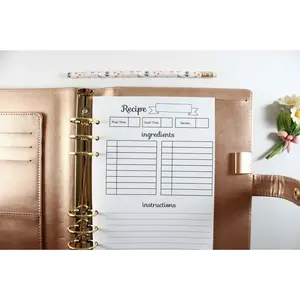 A5 Size Planner Recipe Inserts, A5 Size Meal Planning Inserts Fits with Kate Spade A5, Louis Vuitton GM, Carpe Diem, Color Crush, Filofax (Planner Sold Separately)