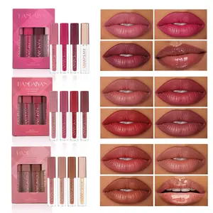 4pcs/set of long-lasting waterproof lipstick anti staining cup easy to color matte mouth red lip color lip glaze suitable for cosmetics on many occasions Gloss Lipgloss lip gloss Makeup Glossy kits lip  gloss Set-B lip gloss