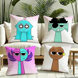 Incredibox Sprunki Cushion Cover Plush Reversible Pillow Cover: Perfect for Car Rides, Sofa Lounging, Bedroom Relaxation & More A Thoughtful Gift for Loved Ones!