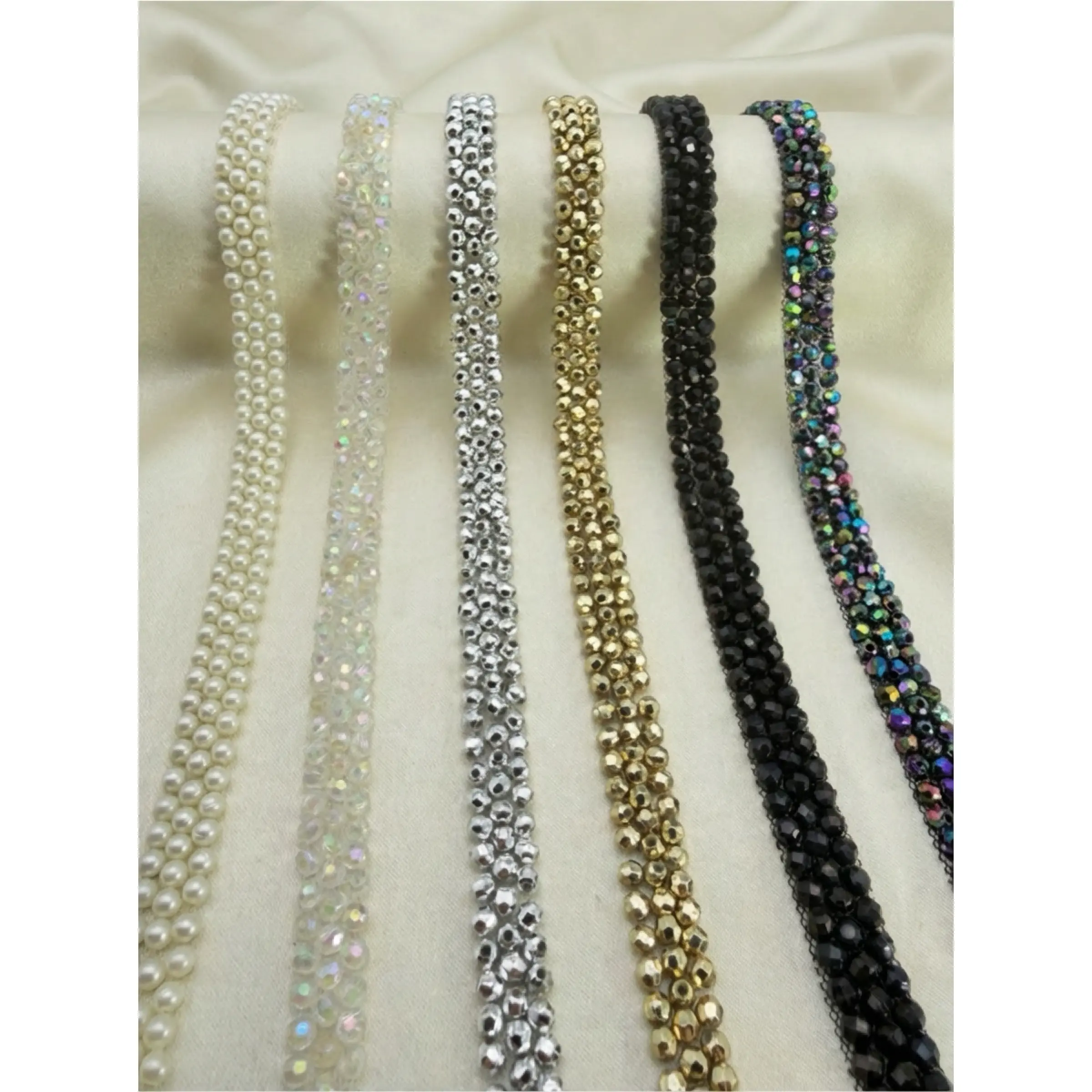 Luxury Beaded Trim, Pearl Embellishment Trim, Fashion Sewing Trim for Dresses & Accessories - Made in USA by Faraj Beading