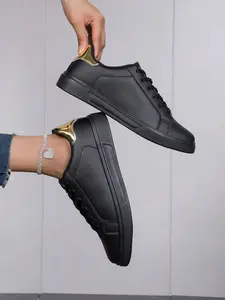 Women's Fashion Casual Low-Top Sneakers Walking Shoes, Colorblock Design, PU Leather Upper, Eva Sole, All Seasons Wear, Comfortable Lace-Up Shoes