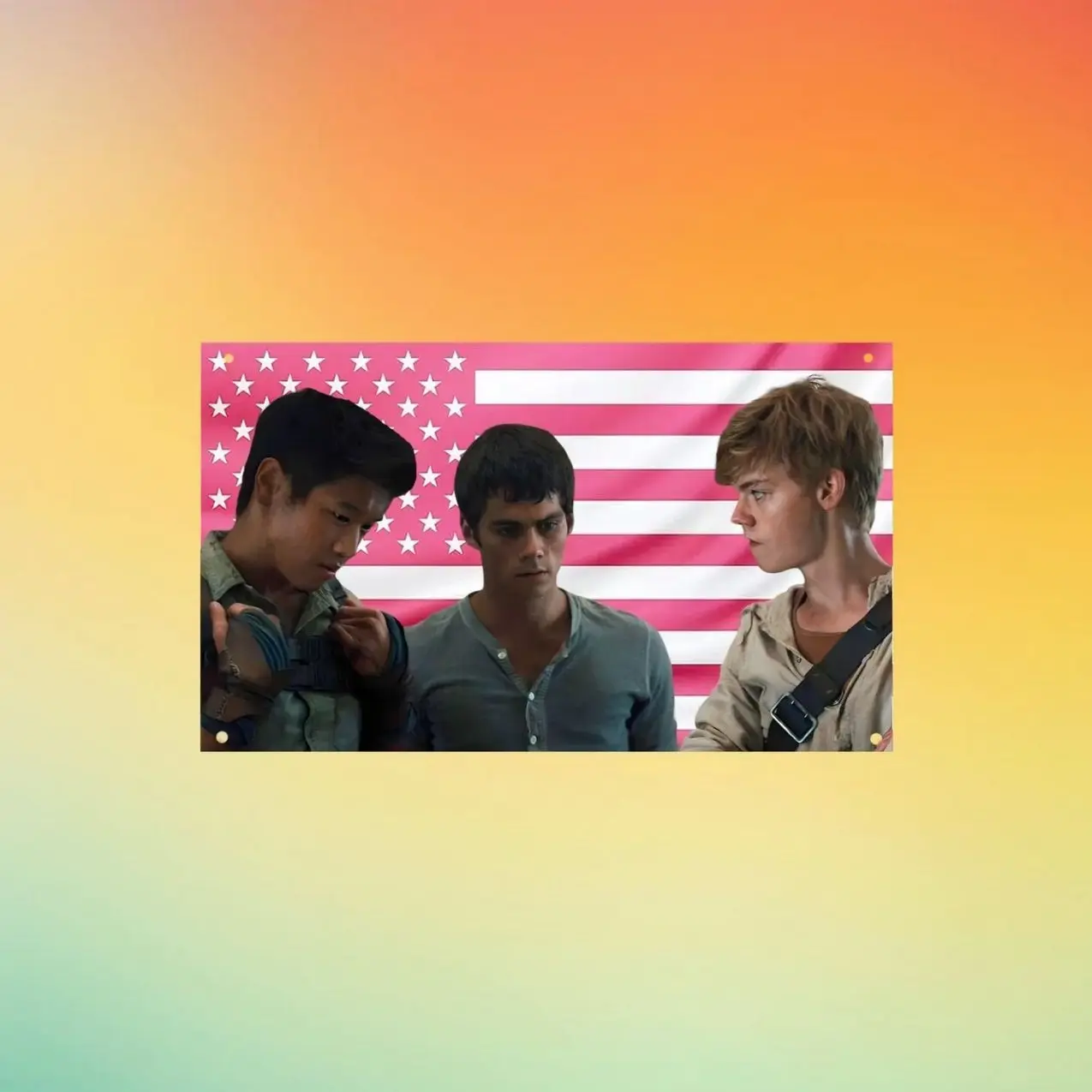 Maze Runner Wall Tapestry, Thomas Newt Minho Flag, Pink American Flag Banner, Gladers Movie Decor, Sci-Fi Fan Gift