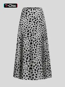 Women's Leopard Print Midi Skirt, High Waist, Smooth Woven Fabric, Multiple Color Options, Casual Daily & Street Style Wear, Edgy Retro Style