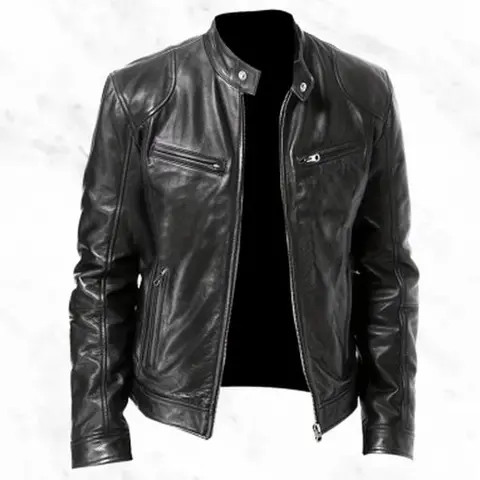 Men's Black Leather Jacket Vintage Cool Street Fashion Item with Classic Design and Stylish Look Casual Menswear Coats Streetwear Vibe Long Sleeve Plain Tops Beige Tops Beige summervibes☀️