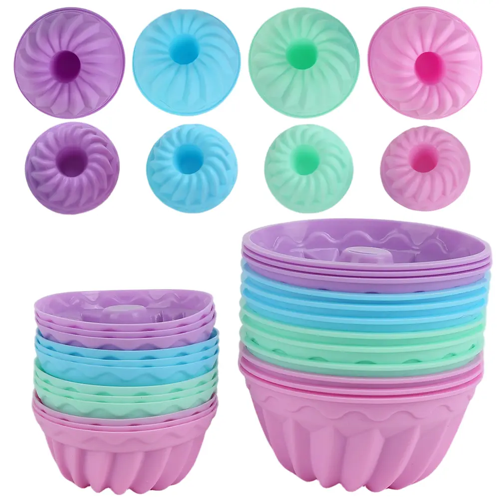 24Pcs Pumpkin-Shaped Silicone Baking Cups Set, 12 Small + 12 Large Non-Stick Reusable Washable Muffin Liners & Cake Molds, Multipurpose Bakeware for Cupcakes, Jelly, Donuts, Ideal for Home Baking & Birthday Parties