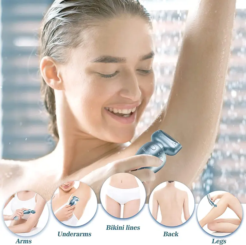Akunbem Electric Shaver for Women Best Electric Razor for Womens Bikini Legs Underarm Public Hairs Rechargeable Trimmer with Detachable Head Cordless Wet Dry Use Precise Safe Christmas Gift New Year Gift Shaving Waterproof 1
