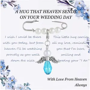 Something Blue  for Bride, Bridal Angel Bouquet Charms for Wedding Memory, Bride  in Memory of Mom or Dad, Memorial  for Wedding Day