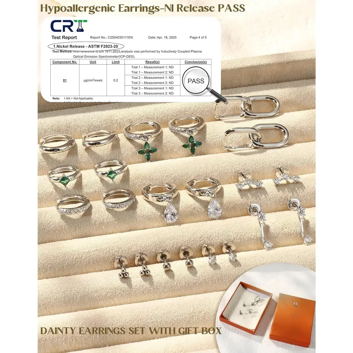 Women's hypoallergenic surgical steel earrings and cartilage earrings set, suitable for multiple perforated fashionable earrings, stacked flat back stud earrings Women's hypoallergenic surgical steel earrings and cartilage earrings set, suitable for multiple perforated fashionable earrings, stacked flat back stud earrings