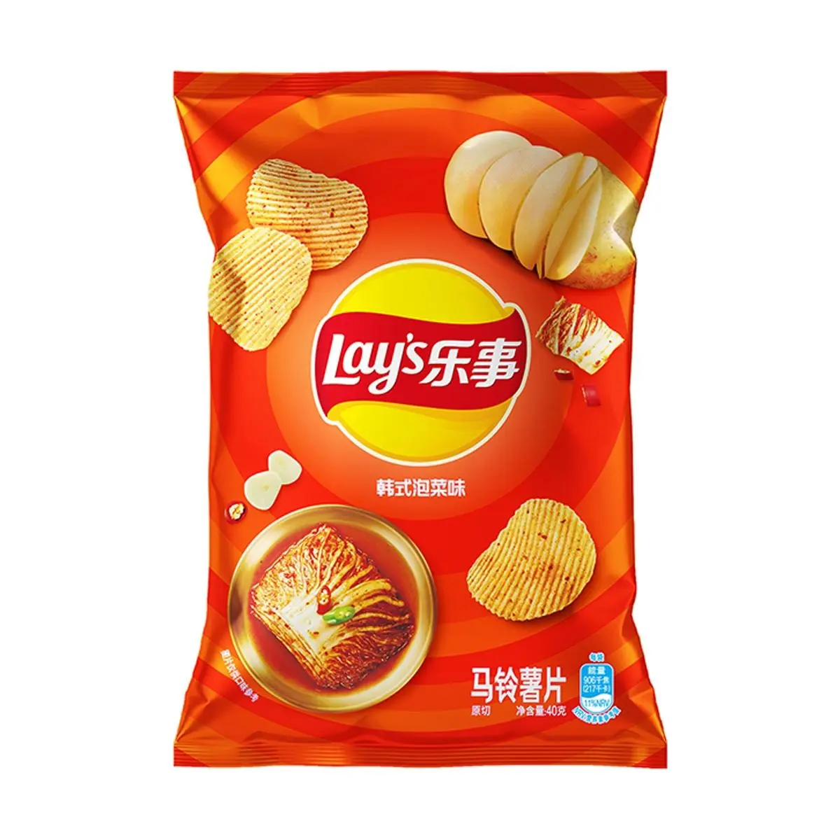 Lay's Korea Kimchi Flavor Potato Chips 70g (5 Bags) - Savory, Sweet & Spicy Crispy Snacks