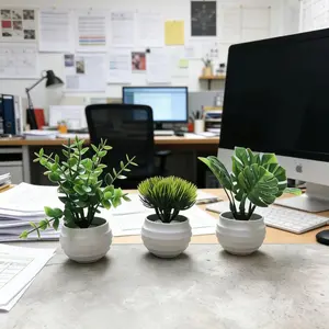 3pcs Artificial Miniature Potted Plants, Potted Indoor Plants, Decorative Desk Plant, Plastic Fake Plants for Home Office Bedroom, 12cm Garden Decor, Gift for Birthdays & Graduations