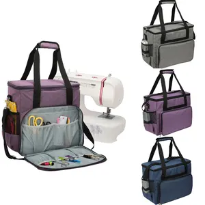 Large Capacity Sewing Machine Storage Bag, Elastic Net Pocket, Portable Shoulder Strap, Fits Brother Singer Machines, Handmade Craft Organizer, Organizational Zipper Storage