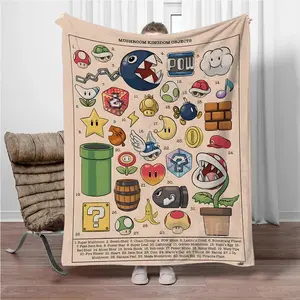 8 Size Cartoon Figure Super-Marios Blanket Plush Nap Sofa Blanket for Living Room Office Bedroom Birthday Home Travel Kid Gifts tiktokshopspringglowup