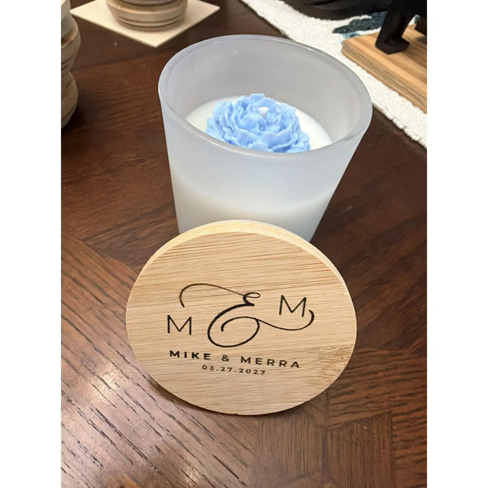 Personalized Wedding Candle Favor Gift 7oz Customizable with Initials and Date for Special Occasions