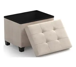 Ornavo Home Rectangle Small Storage Ottoman wit h Legs