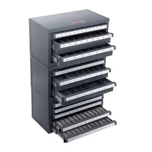 fathersdaygift VEVOR Drill Bit Dispenser Cabinet, 3 Pieces Three-Drawer for 1/16 to 1/2 Letter Sizes A to Z, Five-Drawer Drill Bit Organizer for Wire Gauge Sizes #1 to #60, Stackable for Drill Bit Storage