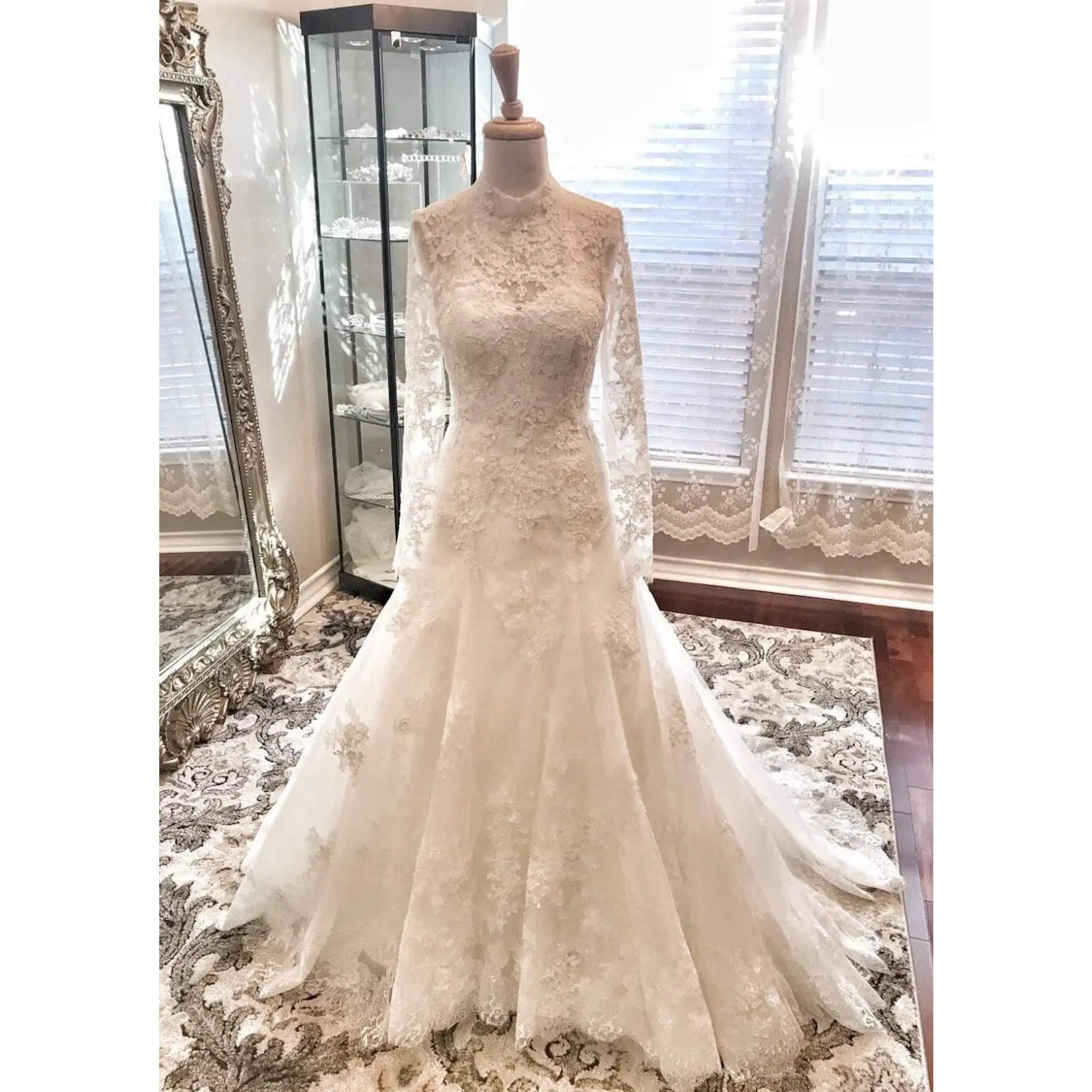 Women's Vintage Full-A-Line Wedding Gown - Rebekah Chapel Train, Made-to-Order Wedding Clothes