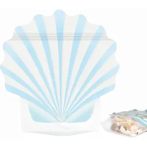 15 count Seashell Shaped Bags for Bachelorette Party Hangover Kit, Resealable Stand Up Pouch Bags