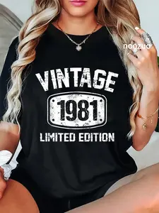 100% Cotton Old Vintage 1981 Limited Edition Birthday T-Shirt