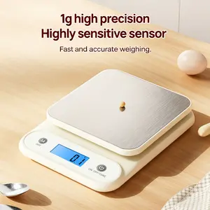 Meilen Digital Kitchen Scale 5kg/11lb Battery Operated Food Scale with Stainless Steel Platform 1g High Precision for Cooking Diet Coffee Includes Batteries