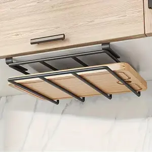Stainless Steel Cabinet Under Sink Storage Rack Floating Shelf, for Cutting Boards, Paper Towels, Pot Covers, Easy Access and Organization