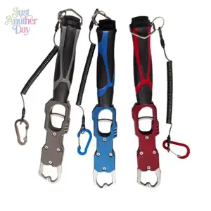 Aluminum Fish Lip Gripper with Scale, Rotatable Fishing Gripper for Big Fish, Anti-Slip Fish Controller with Lanyard