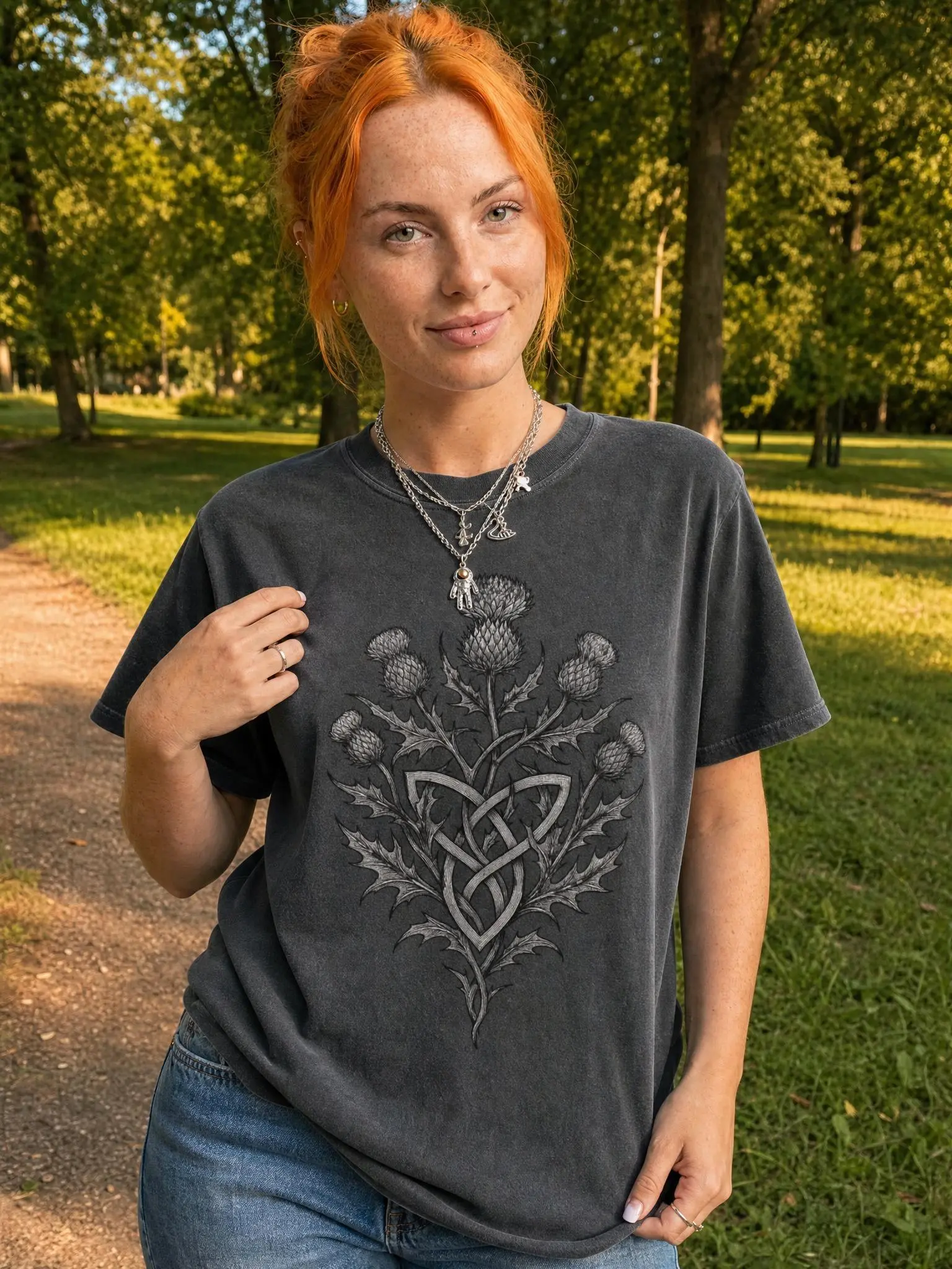 Comfort Colors Celtic Knot Shirt, Scottish Thistle Tee, Vintage Tattoo Style Graphic, Heritage Shirt Apparel Breathable Cotton Fit