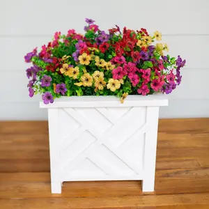 2026 Artificial Fake Plants Flowers for Outdoor Outside Spring Summer Decoration, 12 Bundles Faux Silk Colorful Mix Daisy UV Sun Resistant Realistic for Porch Patio Home Planter Window Box Yard