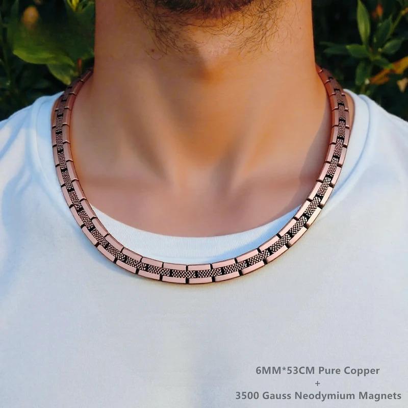 Energy Series Unisex 99% Pure Copper Magnetic Necklace Adjustable Chain Jewelry for Men Women One-Piece Design Gift with Sizing Tool