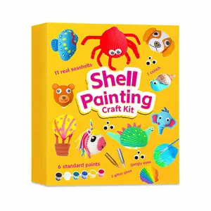Kids Seashell Painting Kit DIY Creative Coloring Art Crafts Supplies Parent-child Interactive Stress Relief Handmade Material Set Birthday Holiday Gift for Boys Girls