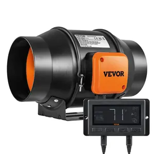 【DealsForYouDays】VEVOR 6-Inch Inline Duct Fan Kit with Adjustable Stainless Steel Clamps, 402 CFM Airflow Quiet EC-Motor, 110V 38W Temperature-Humidity Controller, 2800 RPM, 300 Pa, 12x10x8 in, for Grow Tents, Kitchens