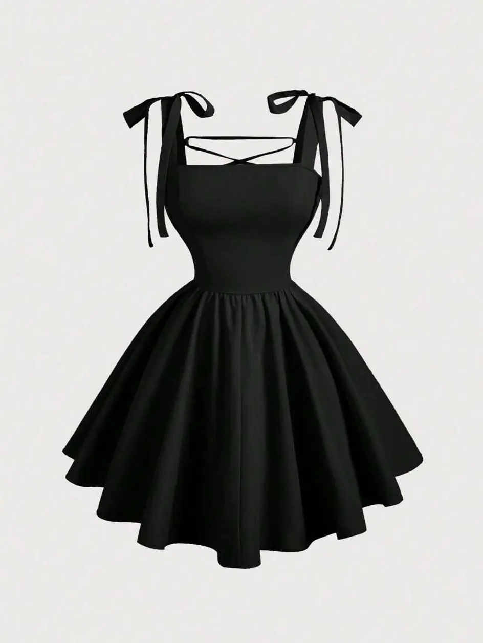 White Dreamy Romantic Backless Bowknot Dress, Suitable For Dates, Parties, Holidays, Tea Parties, Birthdays,Graduation Dresses